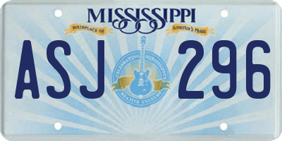 MS license plate ASJ296