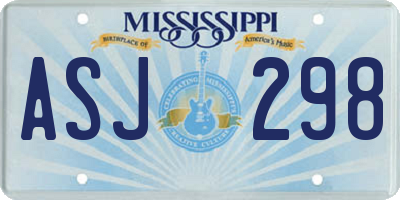 MS license plate ASJ298
