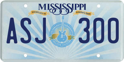 MS license plate ASJ300