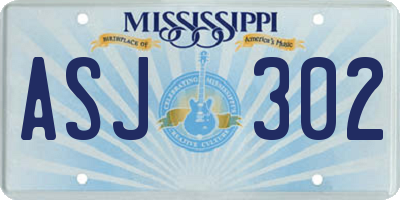 MS license plate ASJ302