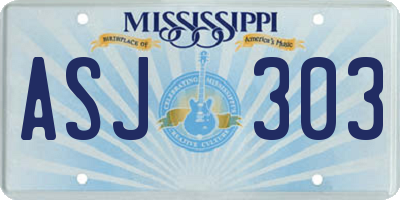 MS license plate ASJ303