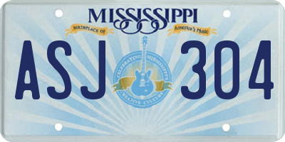 MS license plate ASJ304