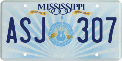 MS license plate ASJ307