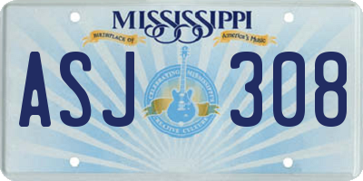MS license plate ASJ308