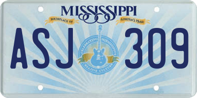 MS license plate ASJ309