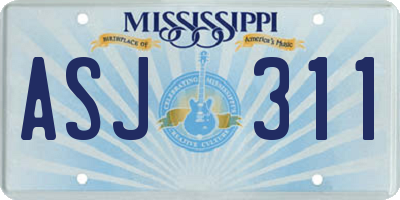 MS license plate ASJ311