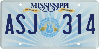 MS license plate ASJ314