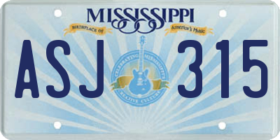MS license plate ASJ315