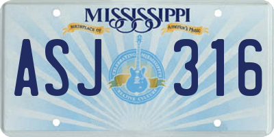 MS license plate ASJ316