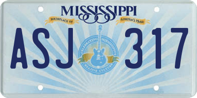 MS license plate ASJ317