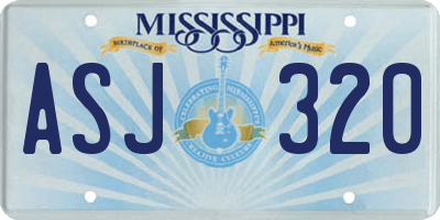 MS license plate ASJ320