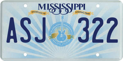 MS license plate ASJ322
