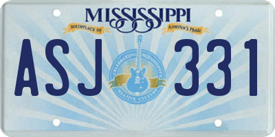 MS license plate ASJ331