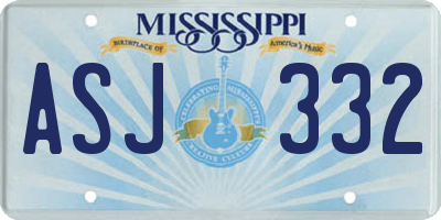MS license plate ASJ332