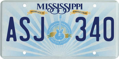 MS license plate ASJ340