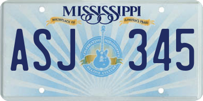 MS license plate ASJ345