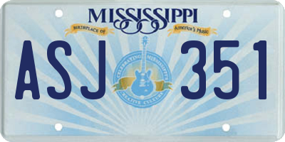 MS license plate ASJ351