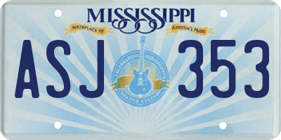 MS license plate ASJ353