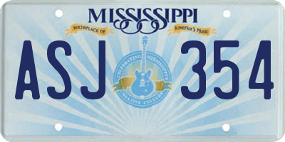 MS license plate ASJ354