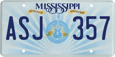 MS license plate ASJ357