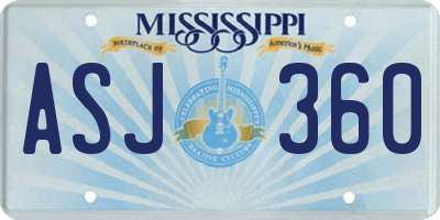 MS license plate ASJ360