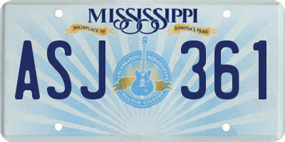 MS license plate ASJ361