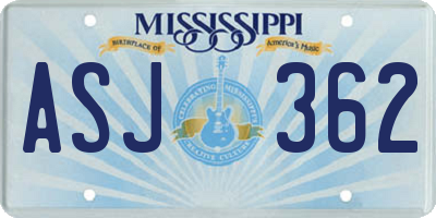 MS license plate ASJ362