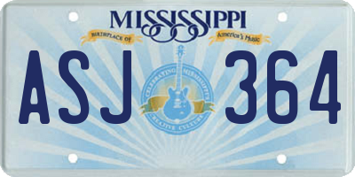 MS license plate ASJ364