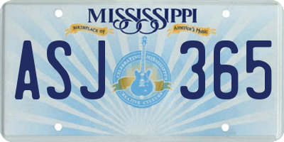 MS license plate ASJ365