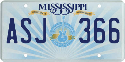 MS license plate ASJ366