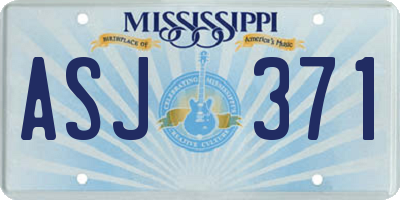 MS license plate ASJ371
