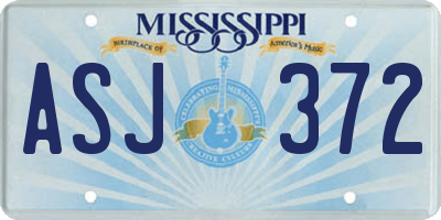 MS license plate ASJ372