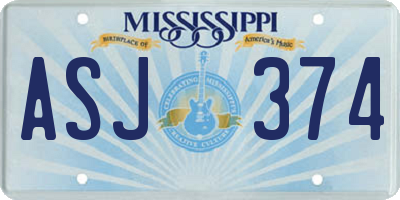 MS license plate ASJ374