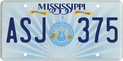 MS license plate ASJ375