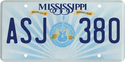 MS license plate ASJ380