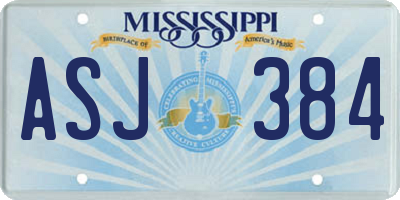 MS license plate ASJ384