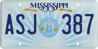 MS license plate ASJ387
