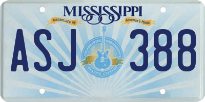 MS license plate ASJ388