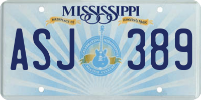 MS license plate ASJ389