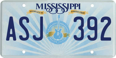 MS license plate ASJ392