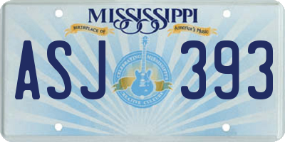 MS license plate ASJ393