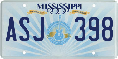 MS license plate ASJ398