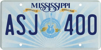 MS license plate ASJ400