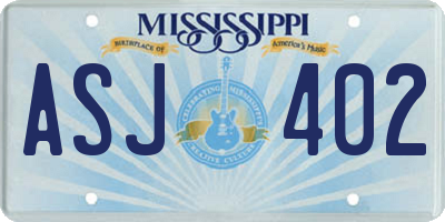 MS license plate ASJ402