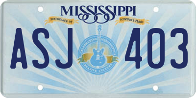 MS license plate ASJ403
