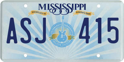 MS license plate ASJ415