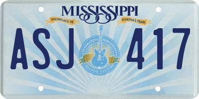 MS license plate ASJ417