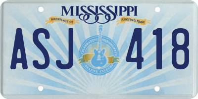 MS license plate ASJ418