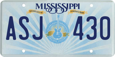 MS license plate ASJ430
