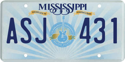 MS license plate ASJ431